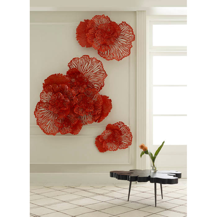 Living Flower リビングフラワ　20本 Phillips Collection Flower Wall Art, Coral, LG
