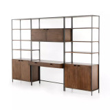 Four Hands Trey Modular Wall Desk W/ 2 Bookcases - Auburn