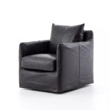 Four Hands Banks Slipcover Swivel Chair - Rider Black (Closeout)