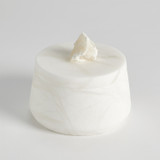 Studio A Alabaster Tapered Round Box w/Rock Finial - White - Sm