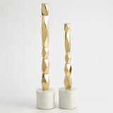 Global Views Facet Block Sculpture - Brass - Tall