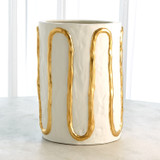Global Views Serpentine Vase - Matte White w/Gold - Lg