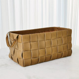 Global Views Soft Woven Leather Basket - Putty - Sm