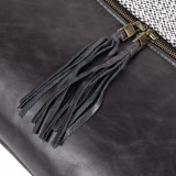 Four Hands Leather & Linen Pillow - Black - 16X24"