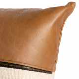 Four Hands Leather & Linen Pillow - Butterscotch - 16X24"