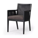 Four Hands Antonia Cane Dining Armchair - Brushed Ebony - Savile Charcoal