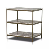 Four Hands Felix Nightstand - Antique Brass W/ Canyon Marble