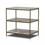 Four Hands Felix Nightstand - Antique Brass W/ Canyon Marble Four Hands Felix Nightstand - Antique Brass W/ Canyon Marble