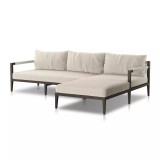Four Hands Sherwood Outdoor 2 - Piece Sectional, Bronze - Right Chaise - Fiqa Boucle Cream (Closeout)