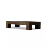 Four Hands Abaso Rectangular Coffee Table - Ebony Rustic Wormwood Oak