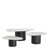 Eichholtz Zane Coffee Table - White Ceramic Marble - Set Of 3