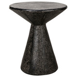Noir Pedestal Side Table - Black Fiber Cement