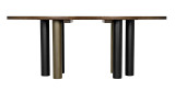 Noir Journal Oval Dining Table - Dark Walnut With Black & Aged Brass Steel Base Noir Journal Oval Dining Table - Dark Walnut With Black & Aged Brass Steel Base