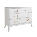 Worlds Away Sabre Leg 3 Drawer Chest - Brass Swing Handle - White Washed Oak