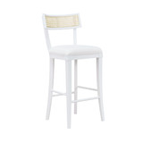 Worlds Away Klismos Bar Stool - Cane Detail - Matte White Lacquer