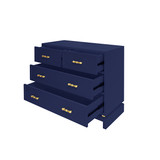 Worlds Away Four Dwr Chest W. Gold Lf Hdwr - Navy Lacquer