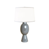 Worlds Away Tall Bulb Shape Ceramic Table Lamp - White Linen Shade - Charcoal