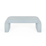 Worlds Away Horizontal Channeled Bench - Performance Light Blue Chenille