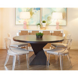 Worlds Away Sculptural Base Dining Table - Dark Espresso Oak