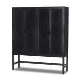 Four Hands Caprice Cabinet - Black Wash Mango W/ Black Cane