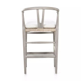 Four Hands Muestra Counter Stool - Weathered Grey - Cream Shorn Sheepskin