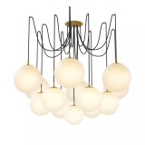 Four Hands Spider Chandelier - Burnished Brass - Opal Matte Glass