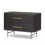 Four Hands Fletcher Large Nightstand - Distressed Black Oak