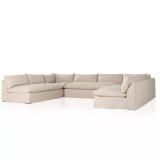 Four Hands Grant Slipcover 5 - Piece Sectional - 154" - Antwerp Natural