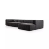 Four Hands Langham Channeled 4 - Piece Sectional - Right Chaise - Saxon Charcoal