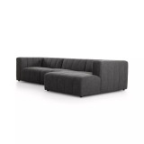 Four Hands Langham Channeled 3 - Piece Sectional - Right Chaise - Saxon Charcoal