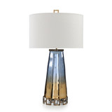 John Richard Sapphire Blue And Cognac Glass Table Lamp