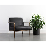 Sunpan Lathan Lounge Chair - Charcoal Black Leather