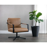 Sunpan Randy Swivel Lounge Chair - Linea Wood Leather