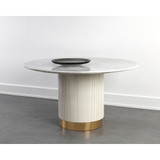 Sunpan Paloma Dining Table - Round - White Marble - 54"