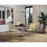 Sunpan Monaco Dining Table - Gold - Grey Marble / Charcoal Grey - 48"