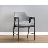 Sunpan Milton Dining Armchair - Smoke Acacia - Polo Club Stone