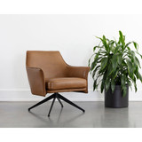 Sunpan Crosby Swivel Lounge Chair - Missouri Cognac Leather