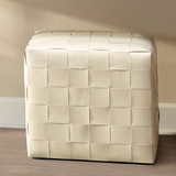 Jamie Young Woven Leather Ottoman - White Jamie Young Woven Leather Ottoman - White