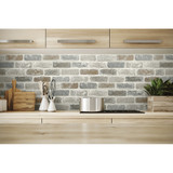 NextWall Washed Brick - Soft Gray & Rust