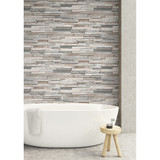 NextWall Reclaimed Wood Plank - Light Gray & Brown