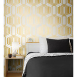 NextWall Striped Geo - Metallic Gold