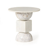 Four Hands Neda End Table - Polished White Marble