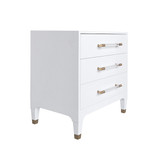 Worlds Away Amber Side Table - Textured White Linen