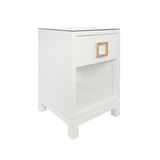 Worlds Away Blair Side Table - White Textured Linen