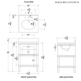 Worlds Away Cutler Bath Vanity - 24" - Cerused Oak
