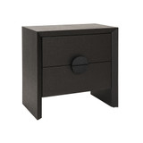 Worlds Away Ezra Side Table - Black Painted Grasscloth