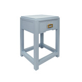 Worlds Away Jean Side Table - Light Blue Grasscloth