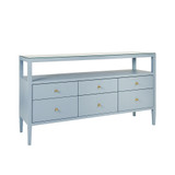 Worlds Away Jordan Console - Textured Light Blue Linen