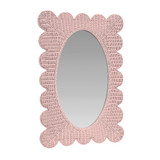 Worlds Away Lillian Mirror - Woven Rattan Painted Pink