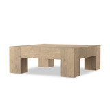 Four Hands Abaso Small Square Coffee Table - Whitewash Rustic Wormwood Oak